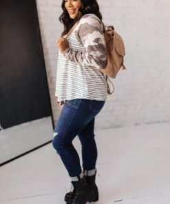 Camo & Stripes Raglan Top - Fashion Are Us, LLC